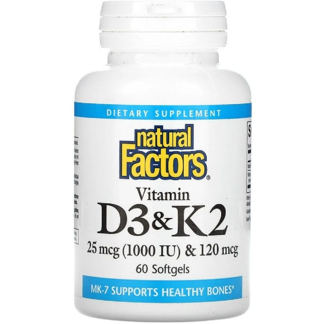 Вітаміни Natural Factors Vitamin D3 & K2 60 гелевих капсул - фото 1