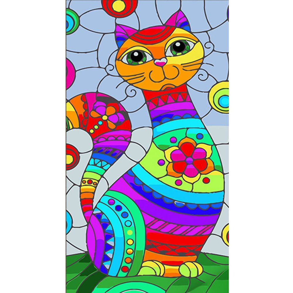 Набор для росписи по номерам Strateg Витражная кошка 50х25 см (WW227) - фото 1