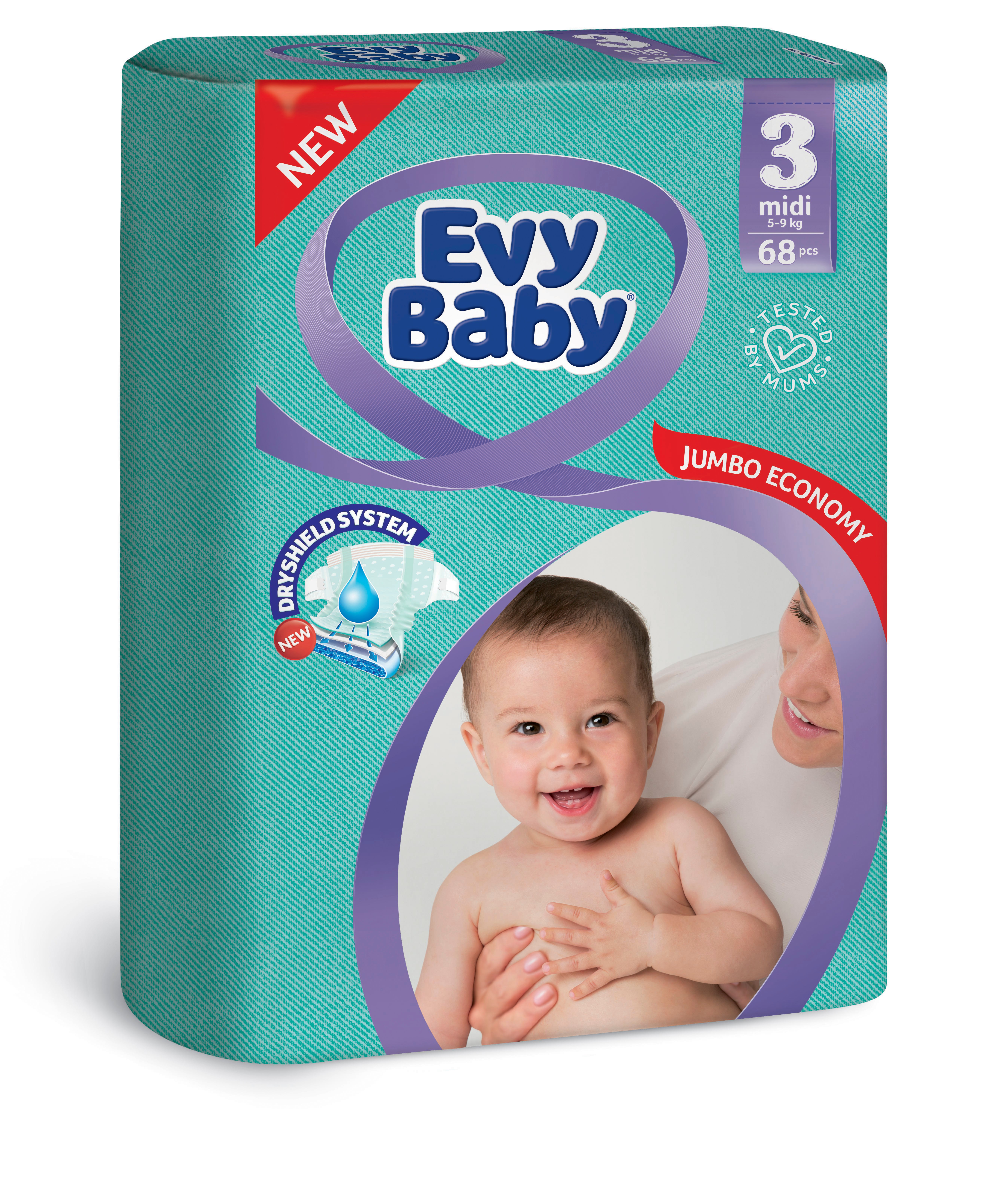 Подгузники Evy Baby 3 (5-9 кг), 68 шт. - фото 1