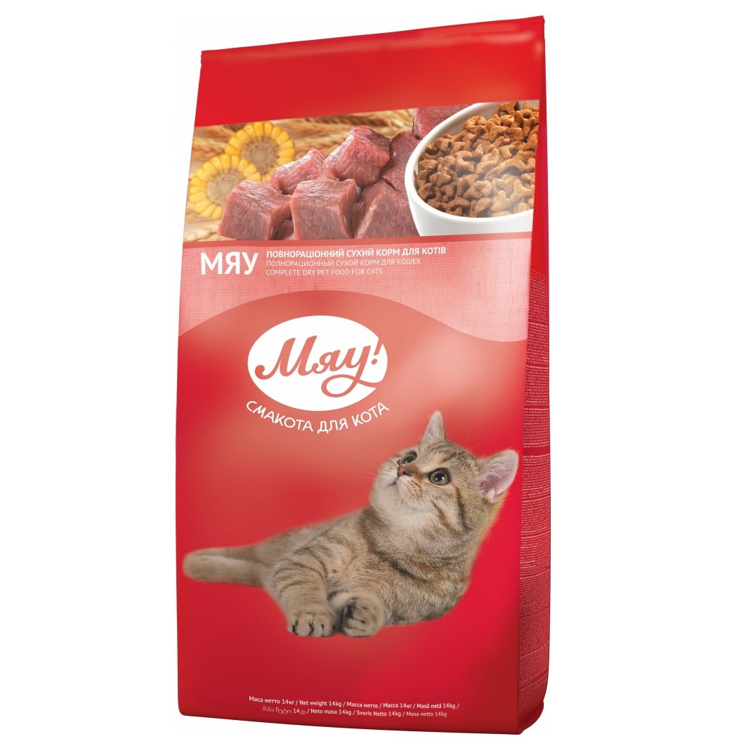 Сухий корм для котів Мяу, м'ясо, рис та овочі, 14 кг (B1280601) - фото 1