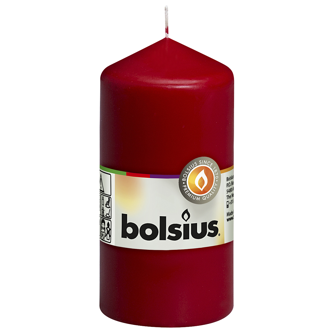 Свеча Bolsius столбик, 12х6 см, бордовый (390144) - фото 1