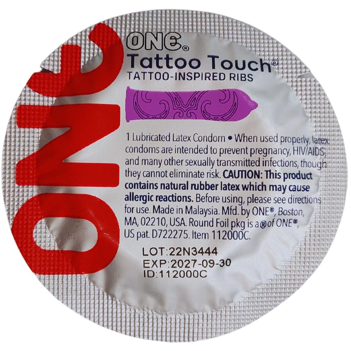 Презервативы One Tattoo Touch с текстурным рисунком 3 шт. (ROZ6400230328) - фото 4