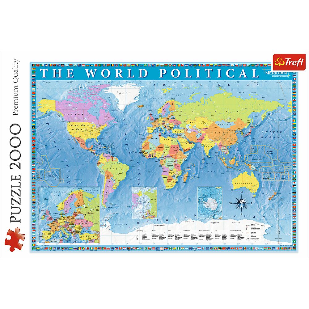 Пазлы Trefl Политическая карта мира 2000 элементов - фото 2