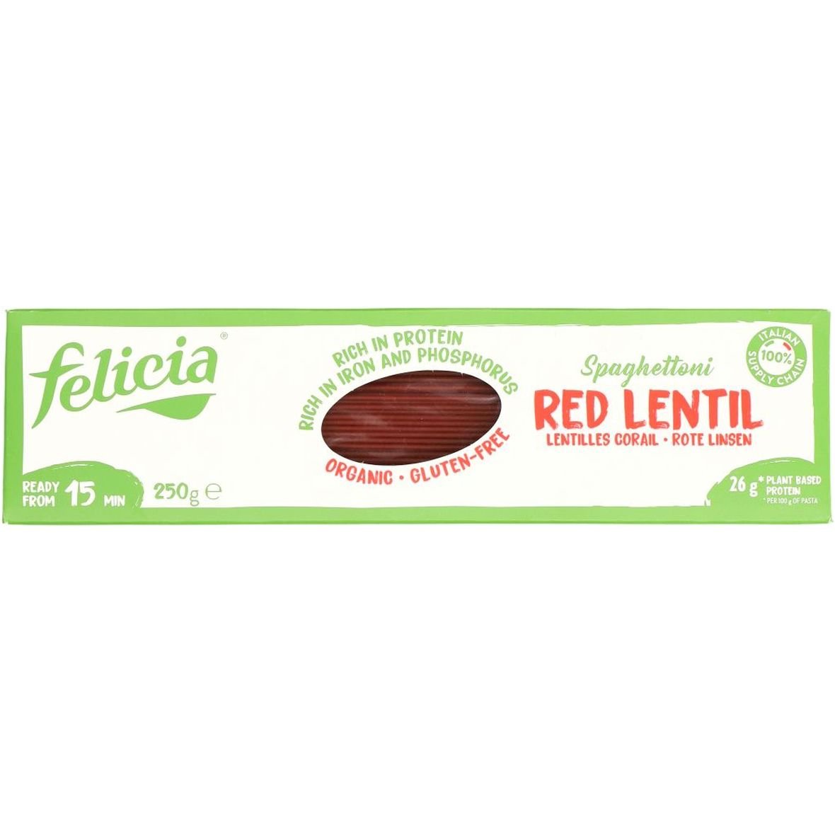Макаронні вироби Felicia Спагетті з червоної сочевиці органічні 250 г (943455) - фото 1