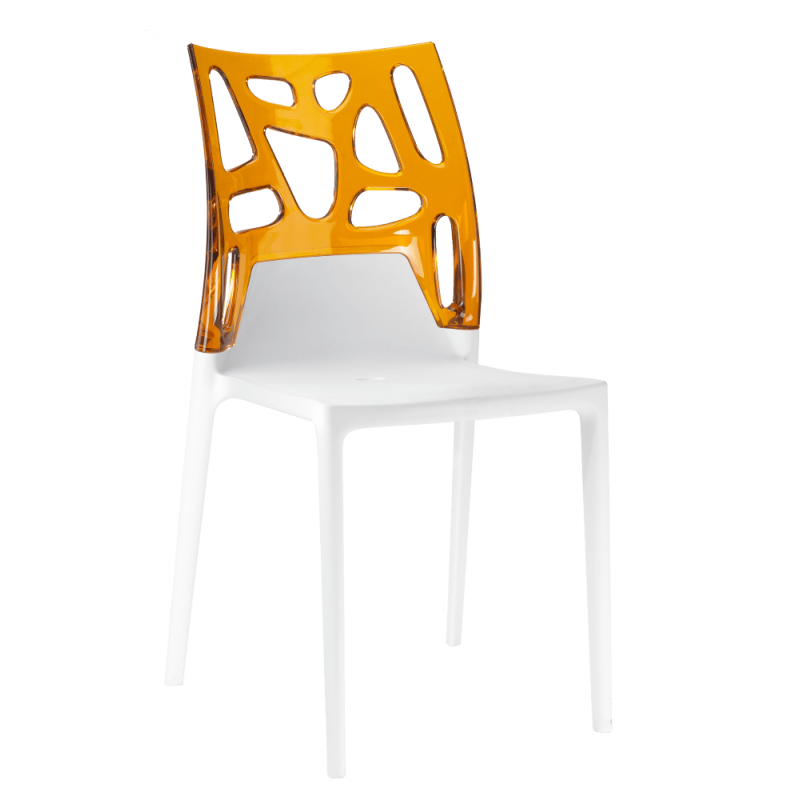Стул Papatya Ego-Rock, антрацит сиденье, верх прозрачно-оранжевый (388702) - фото 1