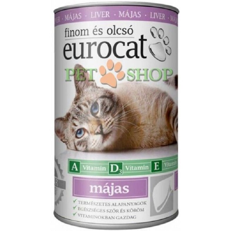 Вологий корм для котів EuroCat, з печінкою, 415 г - фото 1