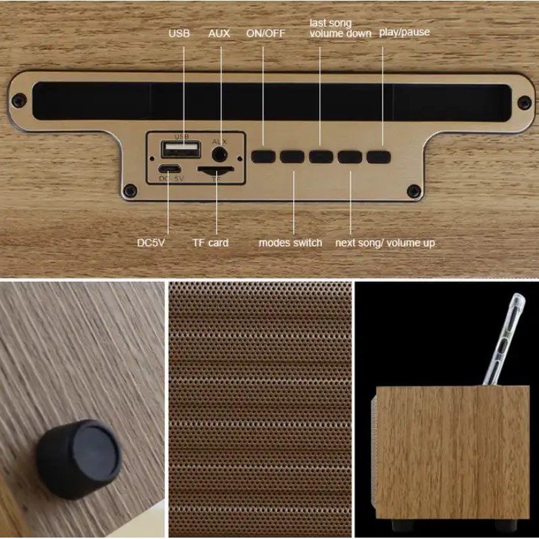 Портативна колонка ретро Kisonli G11A Bluetooth 1200 mAh 10 Вт Wooden - фото 2