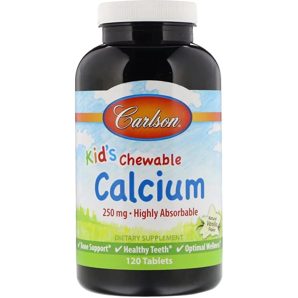 Жувальний кальцій для дітей Carlson Kid's Chewable Calcium смак ванілі 120 таблеток - фото 1