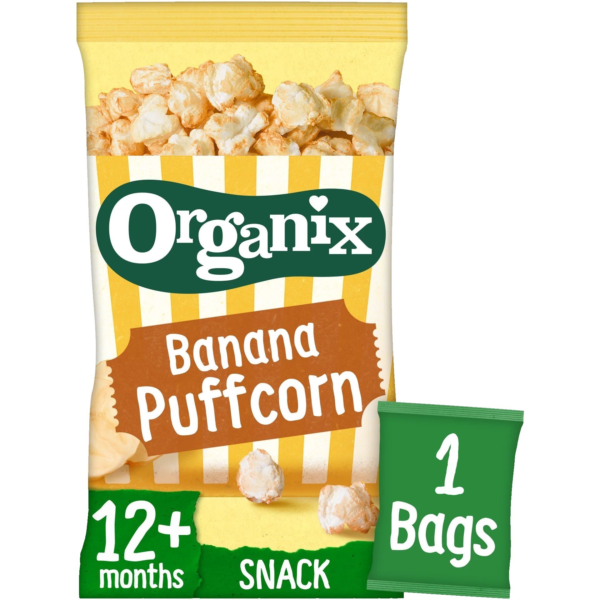 Дитячі фруктові снеки Organix Banana Puffcorn органічні 10 г - фото 1