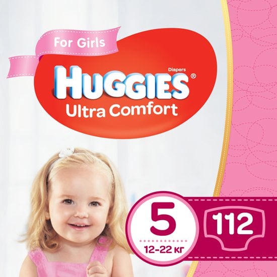 Набор подгузников для девочек Huggies Ultra Comfort 5 (12-22 кг), 112 шт. (2 уп. по 56 шт.) - фото 1