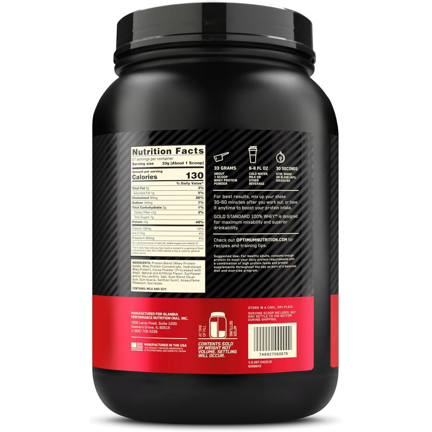 Сироватковий протеїн Optimum Nutrition Whey Gold Standard Chocolate hazelnut 907 г - фото 2