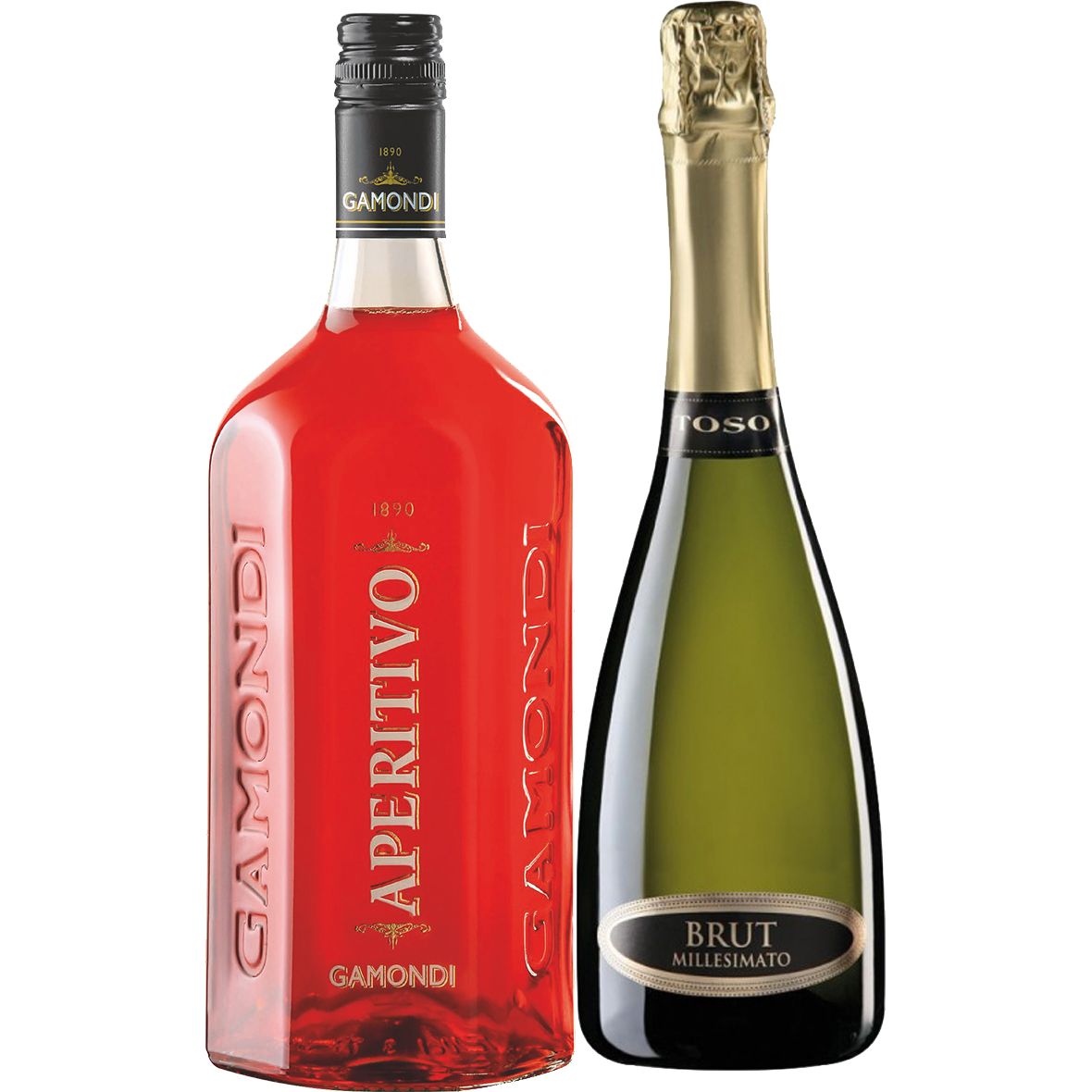 Набор Gamondi Spritz: Ликер Gamondi Aperitivo, 13,5%, 1 л + Игристое вино Toso Brut Millesimato, 0,75 л, в подарочной упаковке - фото 2