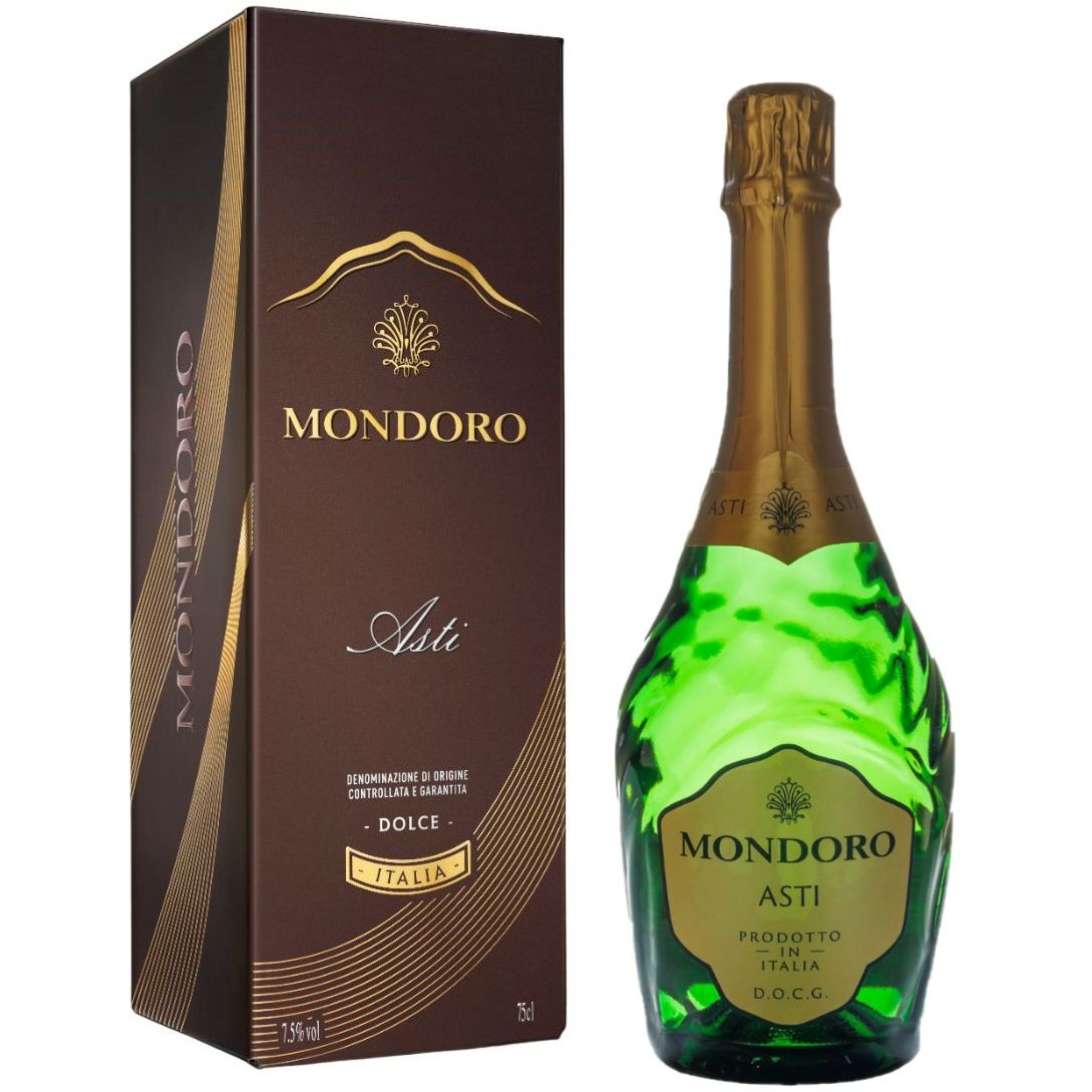 Вино ігристе Mondoro Asti, біле, солодке, DOCG, 7,5%, 0,75 л, в коробці (14007) - фото 1