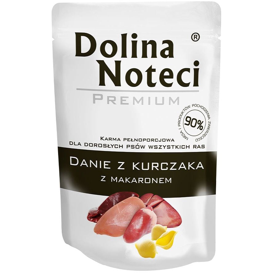 Вологий корм для собак Dolina Noteci Premium Danie, курка з локшиною, 100 гр - фото 1