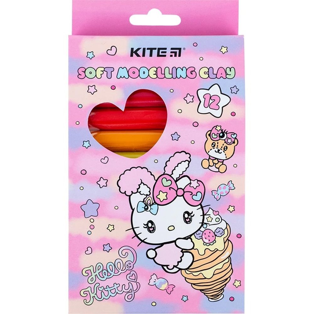Пластилин восковый Kite Hello Kitty 12 цветов 200 г (HK23-086) - фото 1
