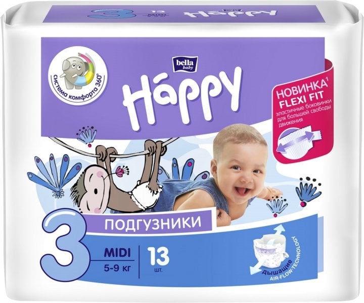 Подгузники детские Bella Baby Happy 3 (5-9 кг), 13 шт. - фото 1