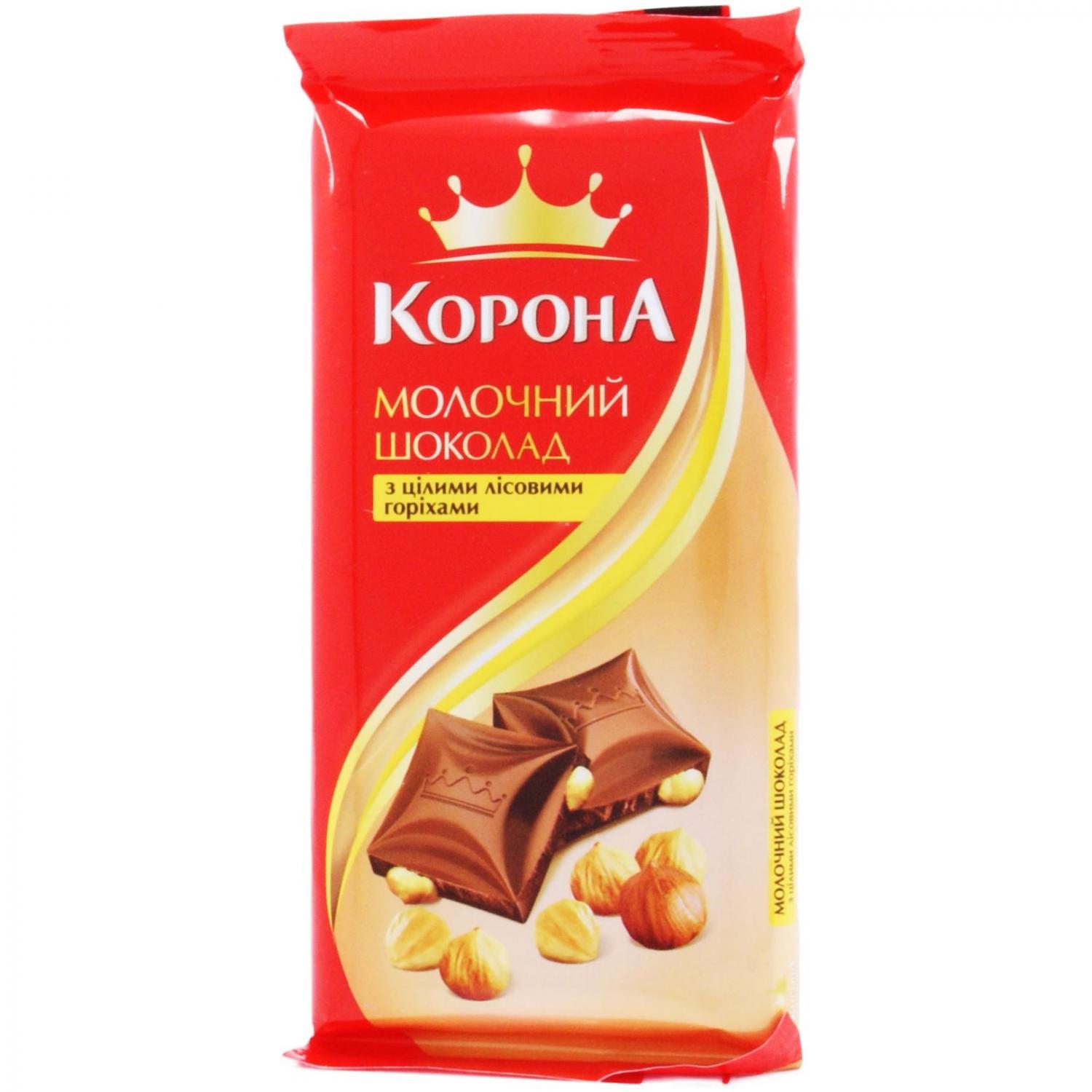 Шоколад Корона молочный с целыми лесными орехами, 90 г (596269) - фото 1