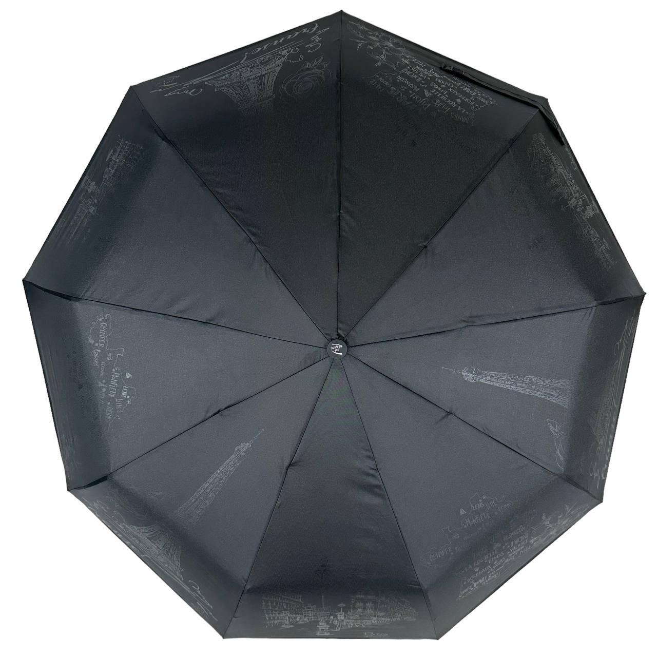 Женский складной зонтик полный автомат Frei Regen 94 см черный - фото 3