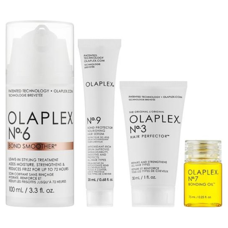 Набір для волосся Olaplex Smooth Your Style Hair Kit: еліксир 30 мл + сироватка 20 мл + крем 100 мл + олія 7.5 мл - фото 1