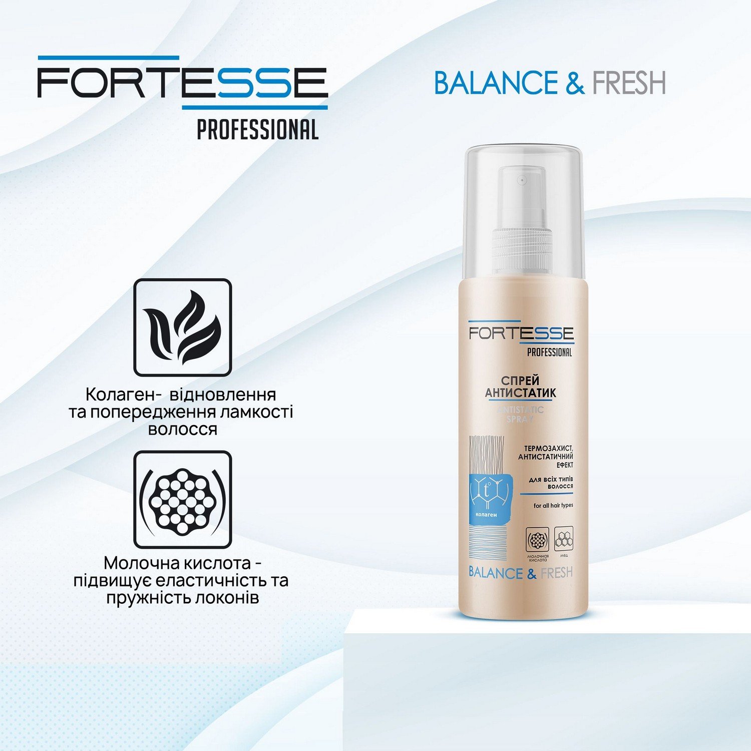 Балансирующий спрей-термозащита Fortesse Professional Balance&Fresh с антистатическим эффектом, 150 мл - фото 7