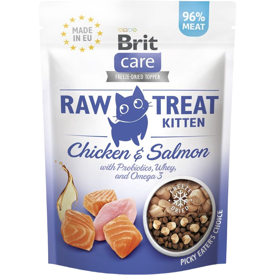 Лакомство для котят Brit Care Raw Treat с курицей и лососем 40 г - фото 1