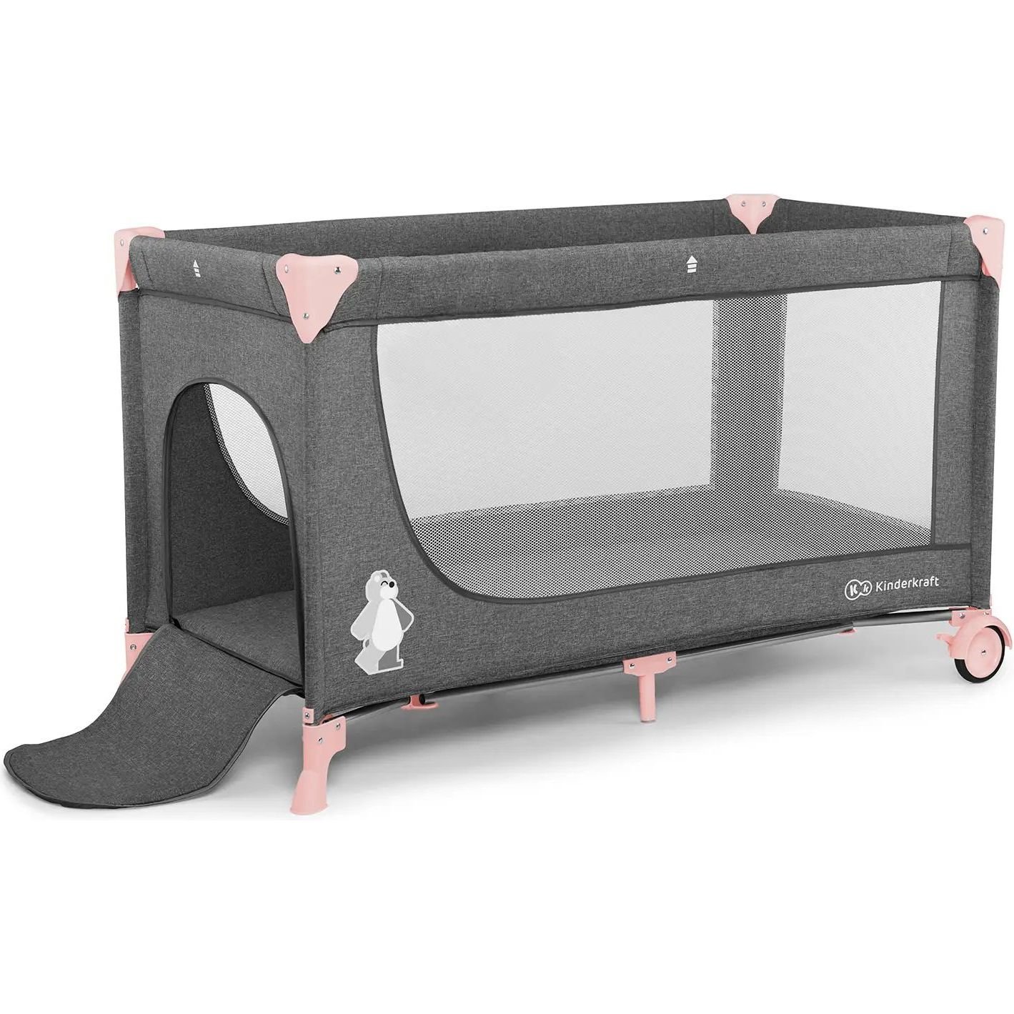 Кровать-манеж Kinderkraft Joy Pink серая с розовым (00-00158380) - фото 4