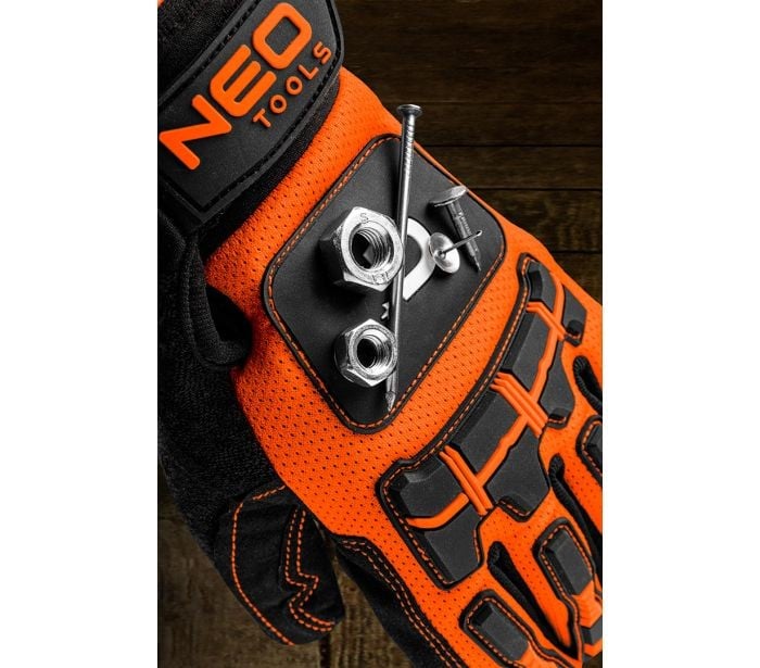Перчатки рабочие Neo Tools с магнитом размер 10 черно-оранжевые (GD013) - фото 4