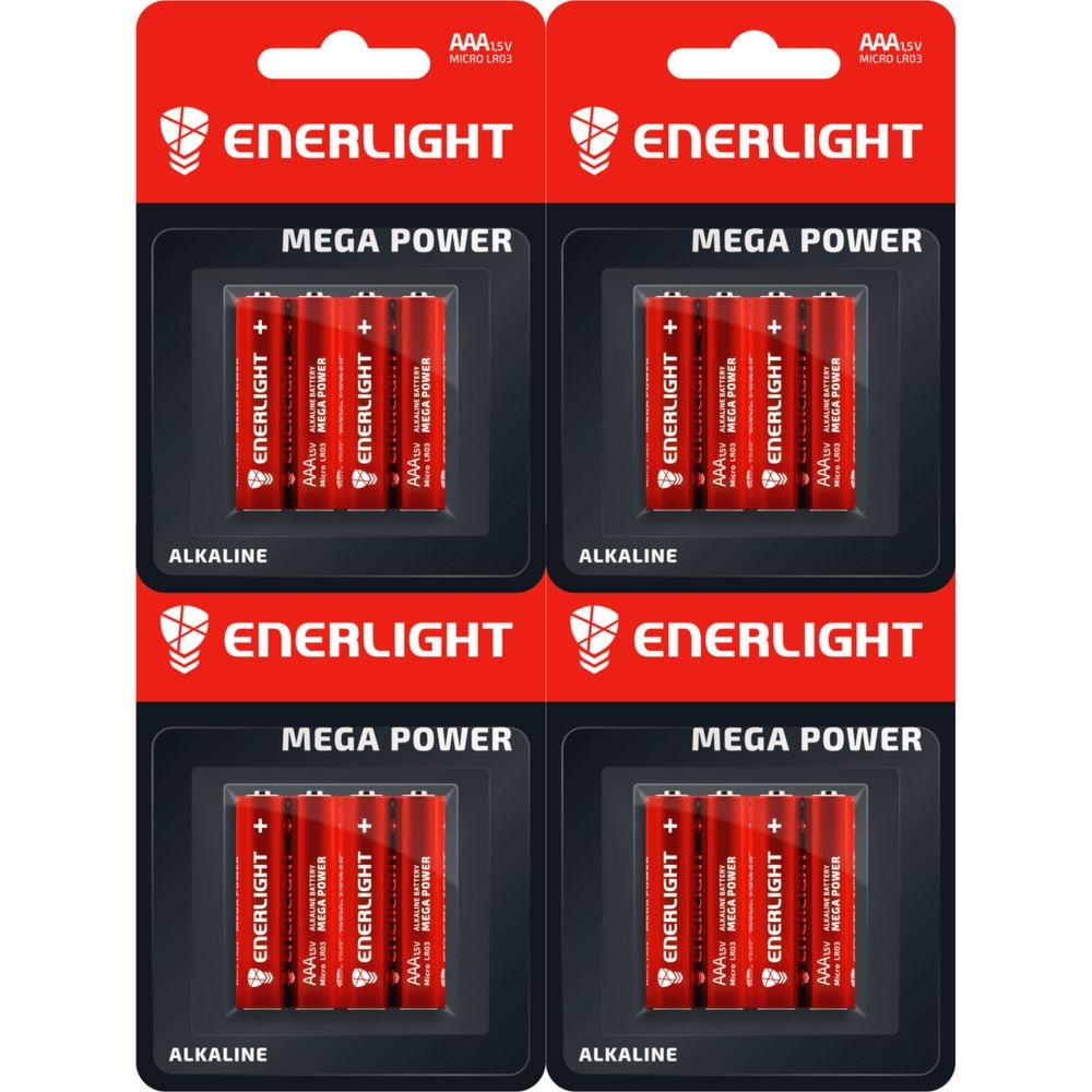 Батарейки Enerlight Mega Power AAА, 16 шт. (4 уп. по 4 шт.) - фото 1