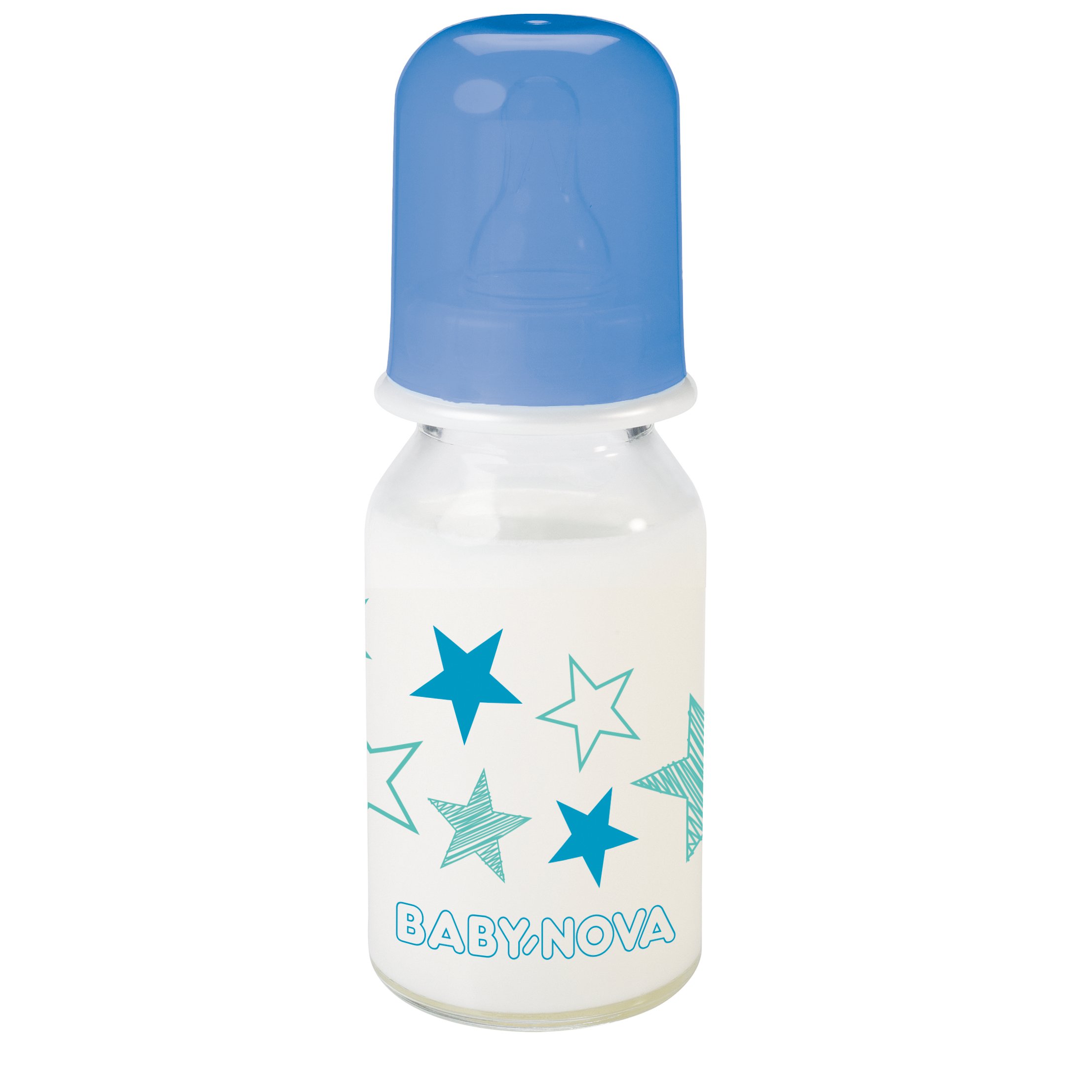 Бутылочка для кормления Baby-Nova Декор, стеклянная, 150 мл, голубой (3960332) - фото 1