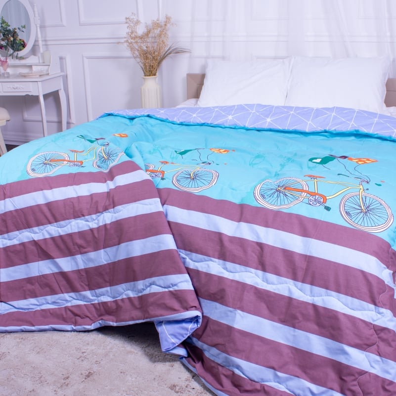 Одеяло хлопковое MirSon Деми №2822 Сolor Fun Line Alta, полуторное, 205х140 см, голубое (2200006700340) - фото 1