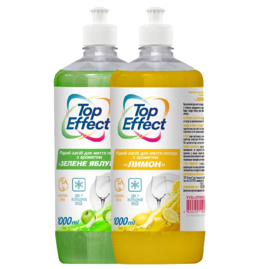 Жидкое средство для мытья посуды Top Effect Лимон, 1 л - фото 1