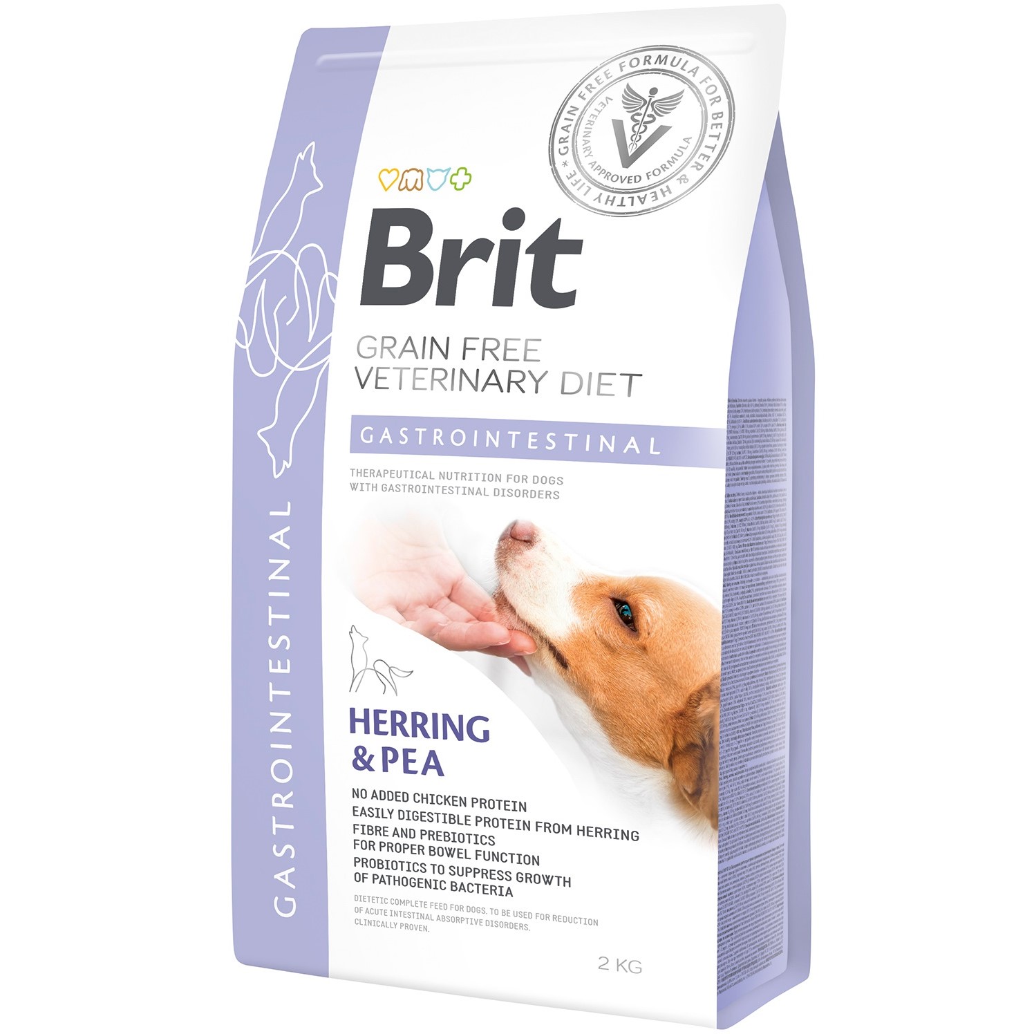 Сухий корм для будь-якого віку собак Brit VetDiets Grain Free Gastrointestinal при порушеннях травлення з оселедцем, лососем та горохом 2 кг - фото 1