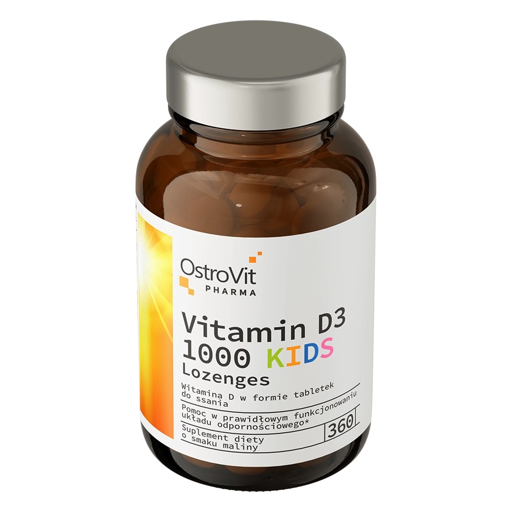 Вітамін OstroVit Pharma Vitamin D3 1000 Kids Lozenges Малиновий 360 таблеток - фото 2