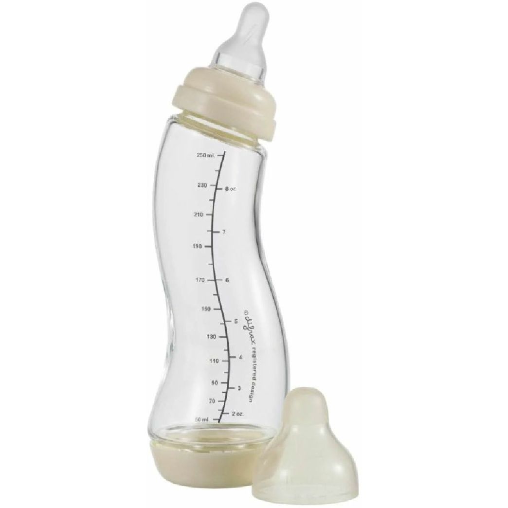 Скляна антиколікова пляшечка Difrax S-bottle Natural Popcorn із силіконовою соскою 250 мл (736FE Popcorn) - фото 1