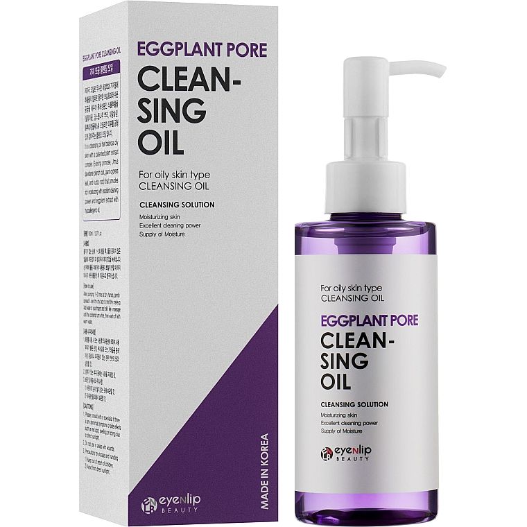 Масло гидрофильное двухфазное для лица Eyenlip Eggplant pore cleansing oil с экстрактом баклажана 150 мл - фото 1