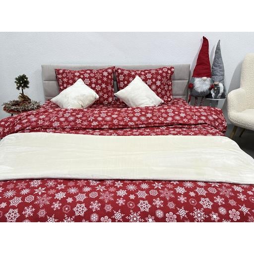 Комплект постельного белья Ecotton полуторный 15505 Снежинка на красном (24261) - фото 2