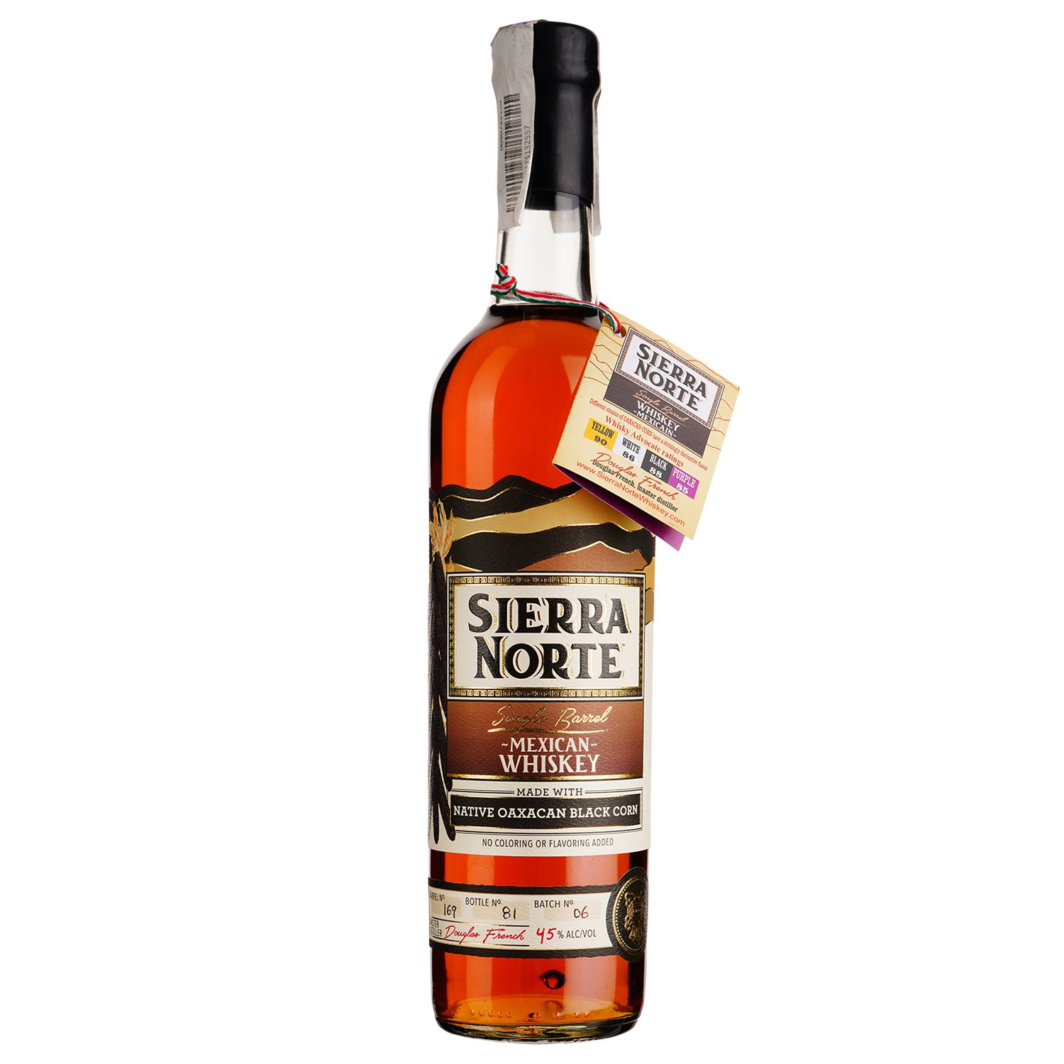 Виски Sierra Norte Black Corn Single Barrel Mexican Whiskey, 45%, 0,7 л (871911) - фото 1