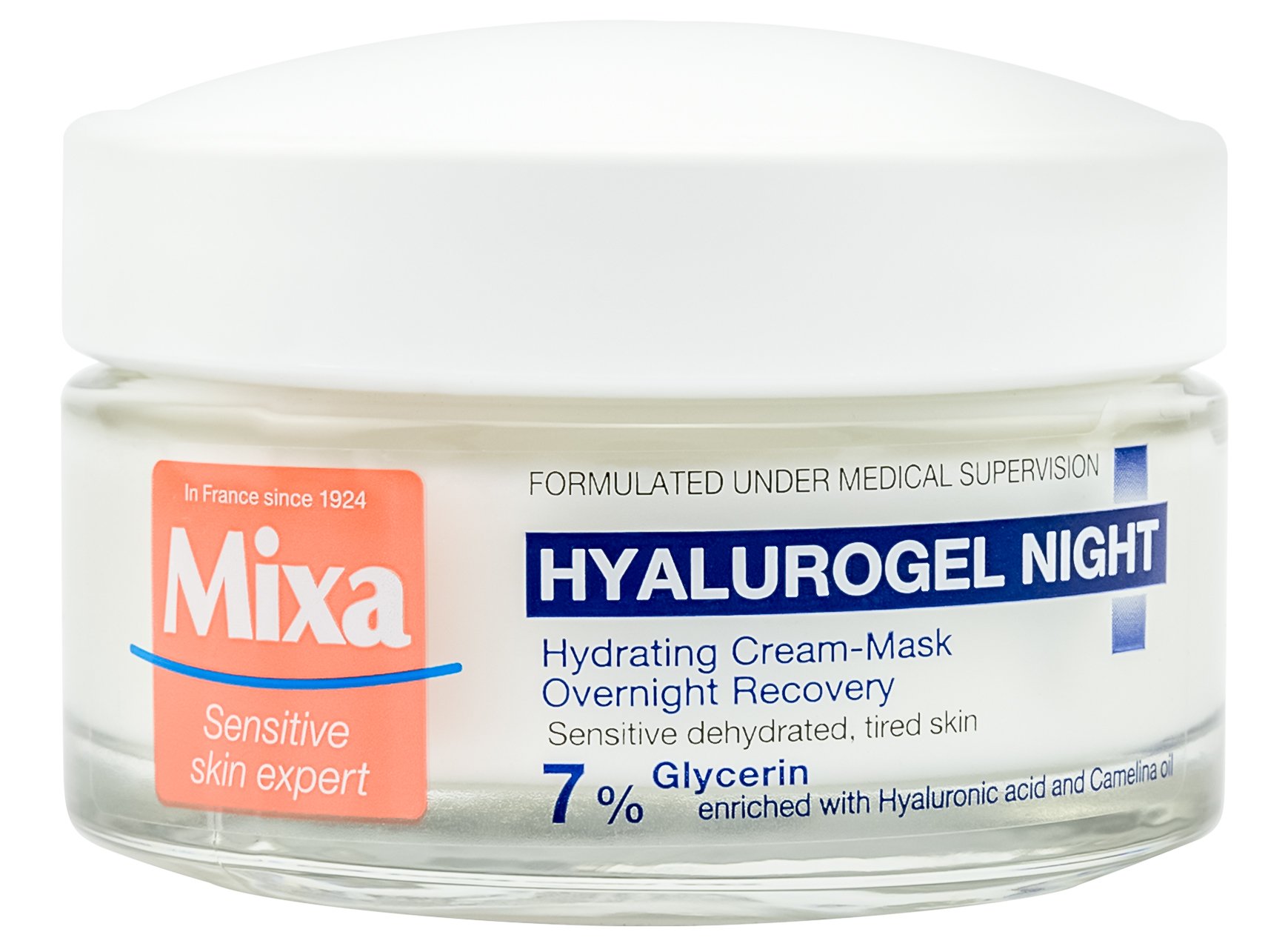 Нічний крем-маска Mixa Hydrating Hyalurogel Night для зневодненої чутливої шкіри, 50 мл (D3376401) - фото 1