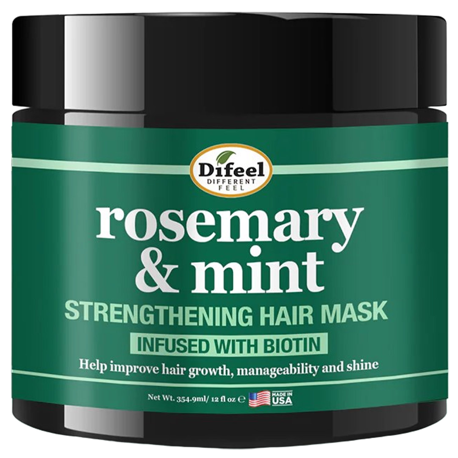 Маска для волосся Difeel Rosemary and Mint Strengthening Hair Mask with Biotin, 340 г - фото 1