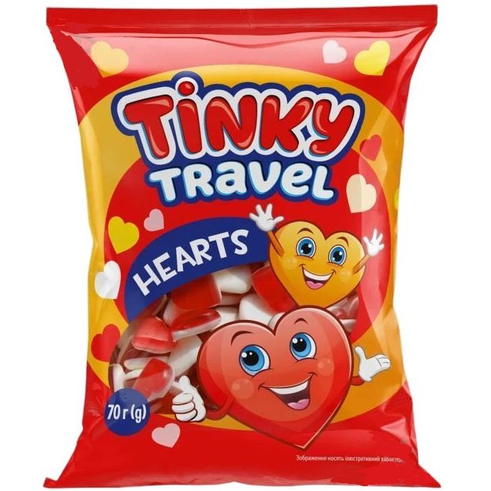 Цукерки желейні Tinky Travel Hearts 70 г - фото 1