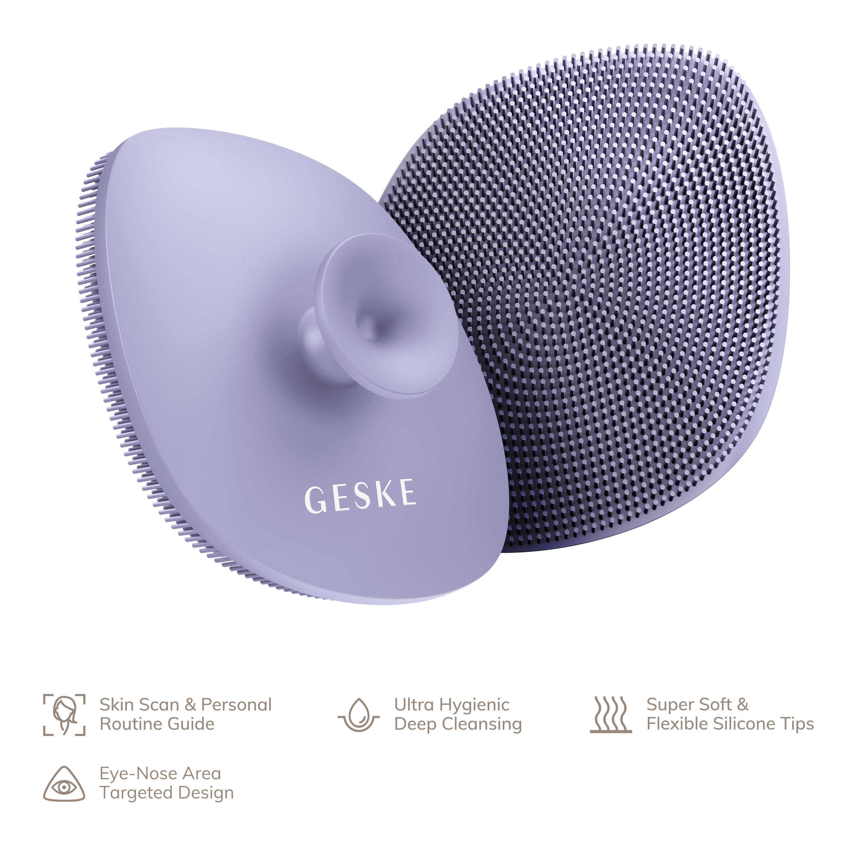 Щетка для лица GESKE Facial Brush 4 в 1 с держателем фиолетовая - фото 2