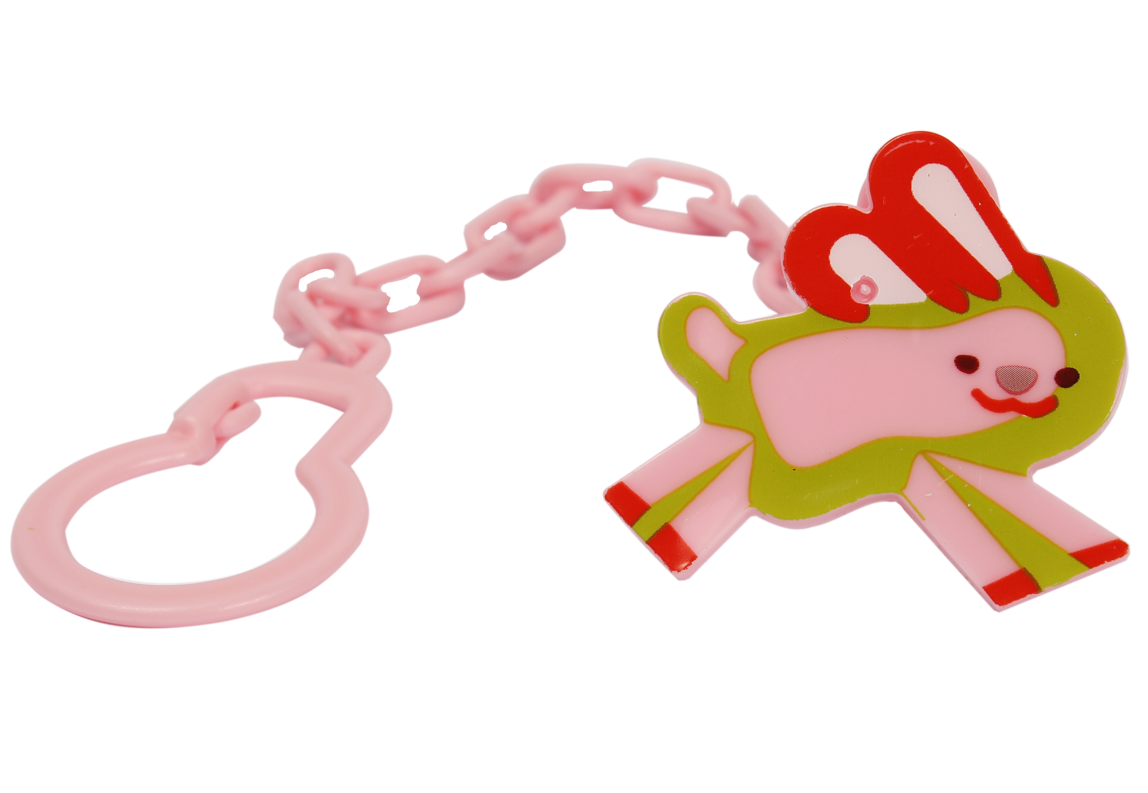 Цепочка для пустышки Курносики Зайчик, с клипсой, розовый (7089 рож) - фото 1