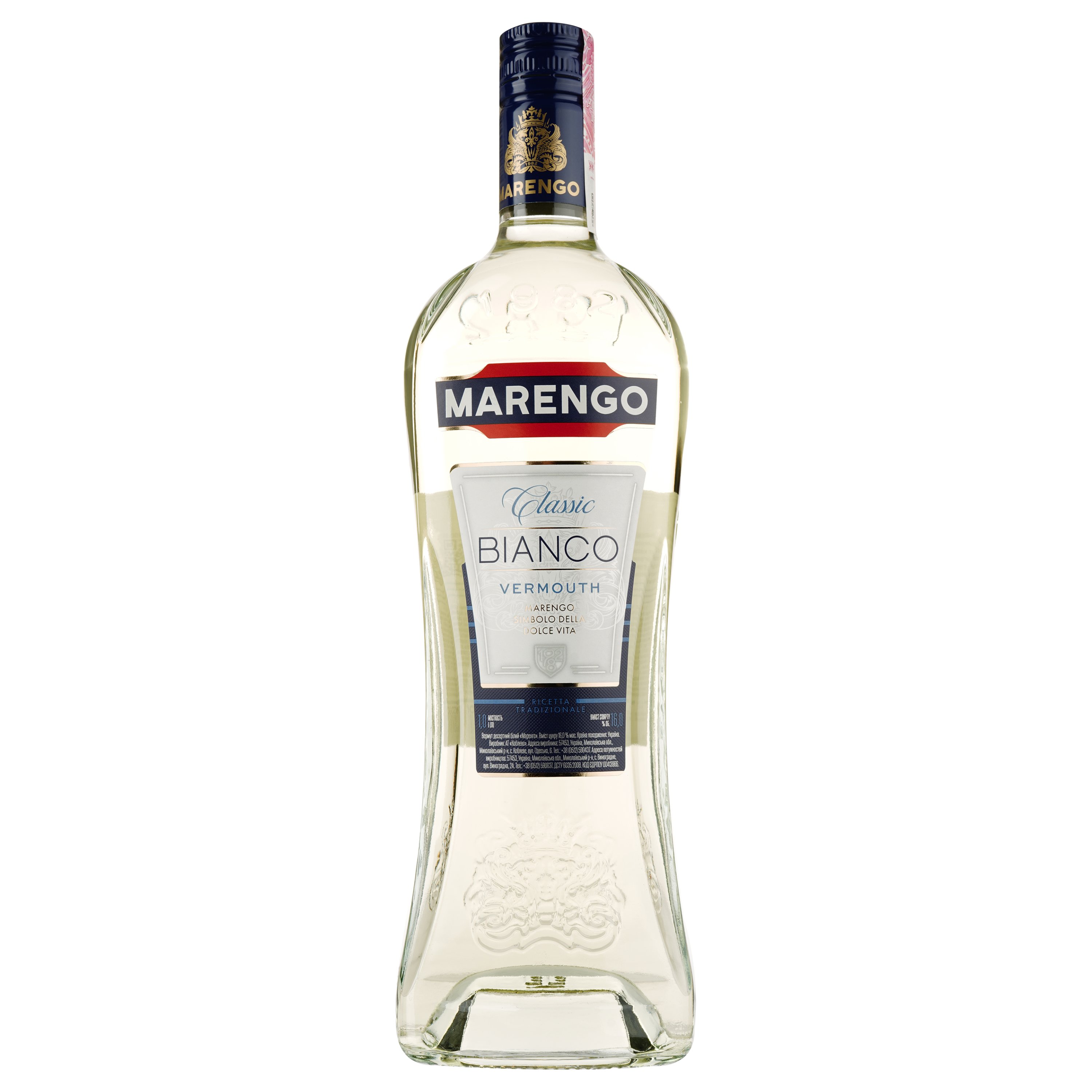 Вермут Marengo Bianco Classic, білий, десертний, 16%, 1 л (38005) - фото 1