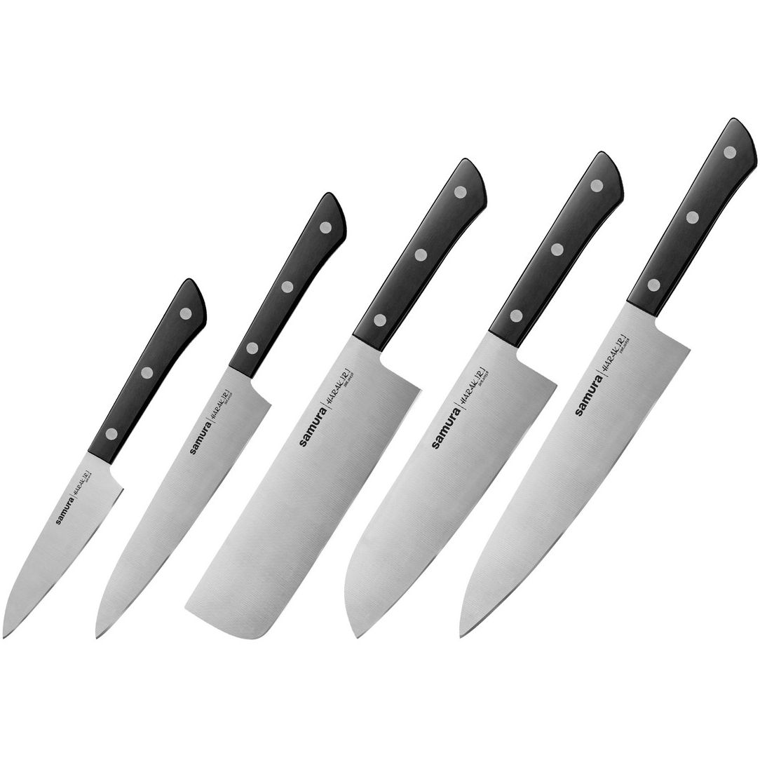 Набір із 5 кухонних ножів Samura 42,5x31x2 см Чорно-сріблястий 000279700 - фото 1