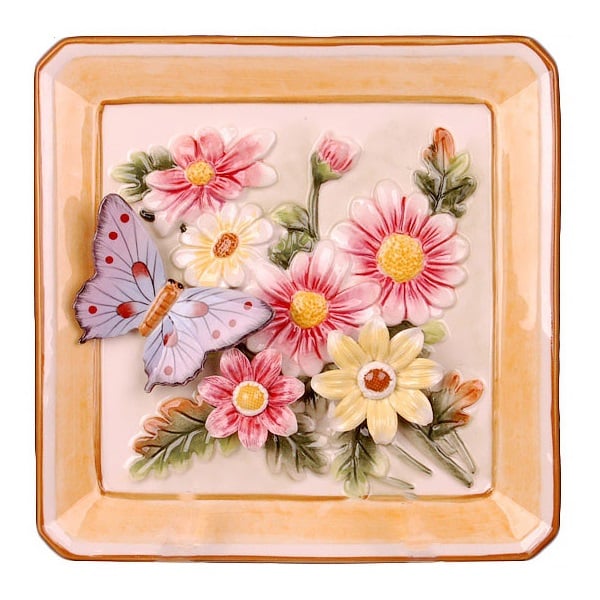 Декоративная тарелка Lefard Бабочка с маргаритками, 21 см (59-408) - фото 1