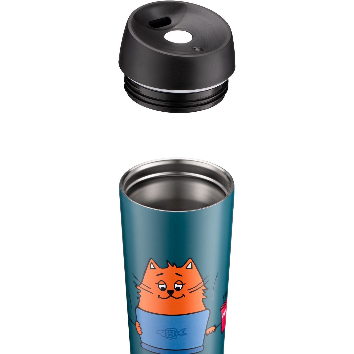 Термокухоль Ardesto Coffee time Red Cat, нержавіюча сталь, синій, 450 мл (AR2645CG) - фото 3