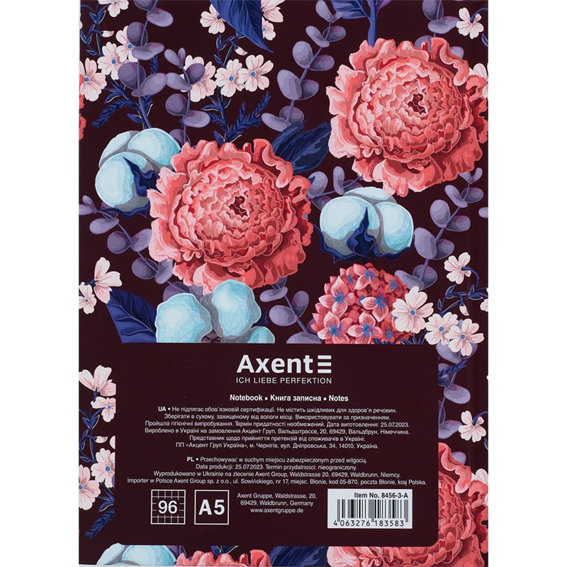 Книга записная Axent Bloom A5 в клеточку 96 листов фиолетовая (8456-3-A) - фото 5