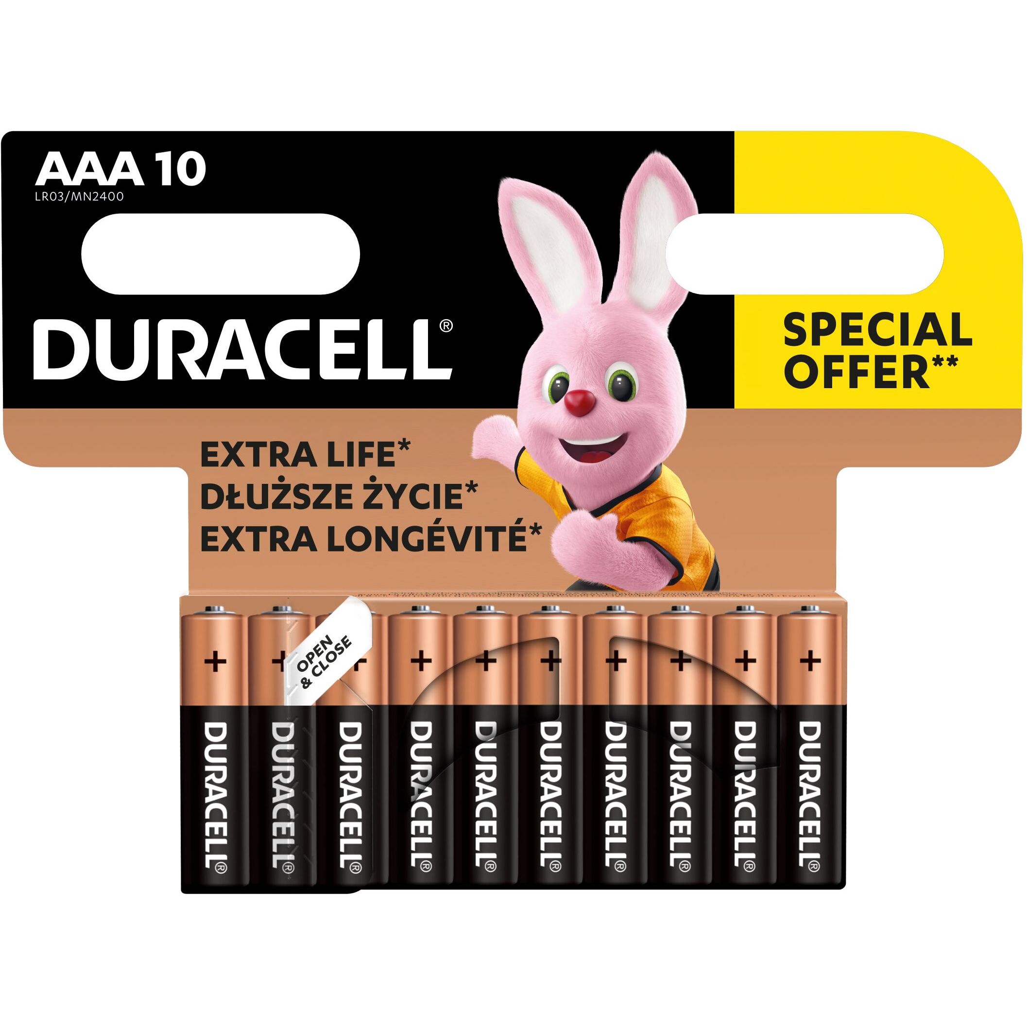Лужні батарейки мізинчикові Duracell 1.5 V АAA LR03/MN2400, 10 шт. (5000394152557) - фото 2