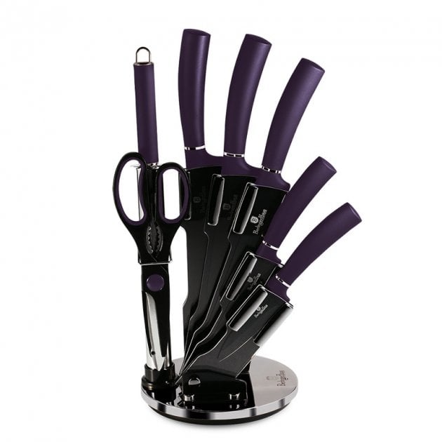 Набір ножів на підставці Berlinger Haus, 8 предметів, фіолетовий з чорним (BH 2560) - фото 1