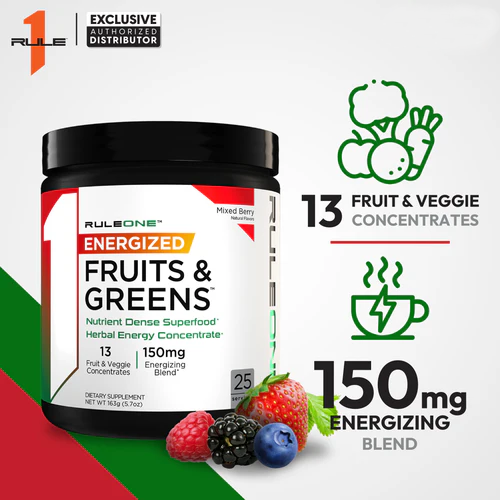 Детокс комплекс с кофеином Rule 1 Energized Fruits & Greens Ягоды 163 г - фото 4